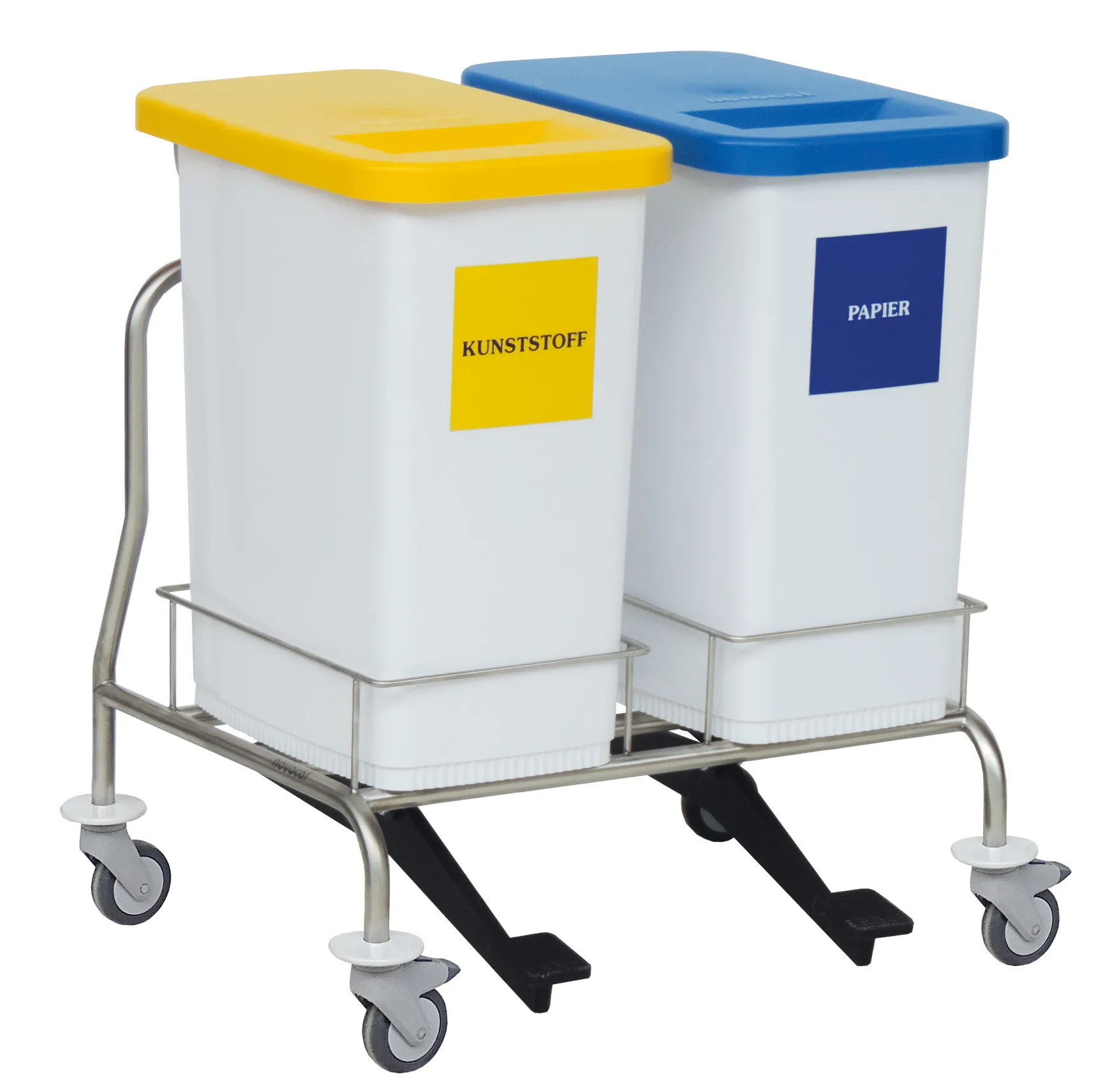 2-fach Fahrgestell mit Behältern, Deckel, Tretvorrichtung