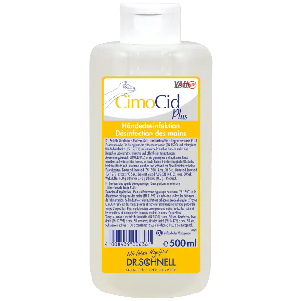 CIMOCID PLUS Alkoholische Händedesinfektion begrenzt viruzid