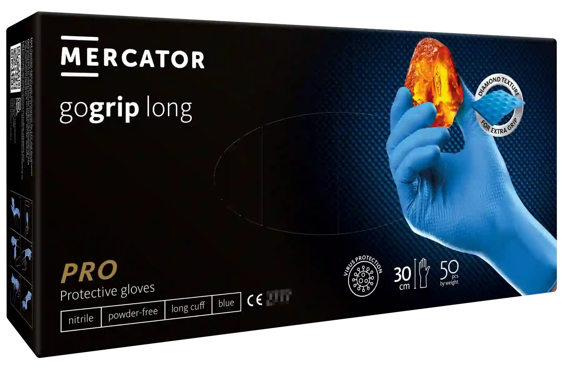 MERCATOR gogrip LONG Nitril-Handschuhe Blau