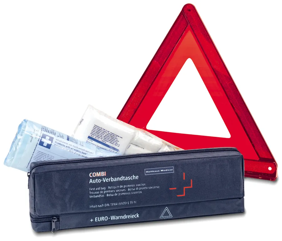 COMBI Verbandtasche blau Inhalt DIN 13 164 + Warndreieck