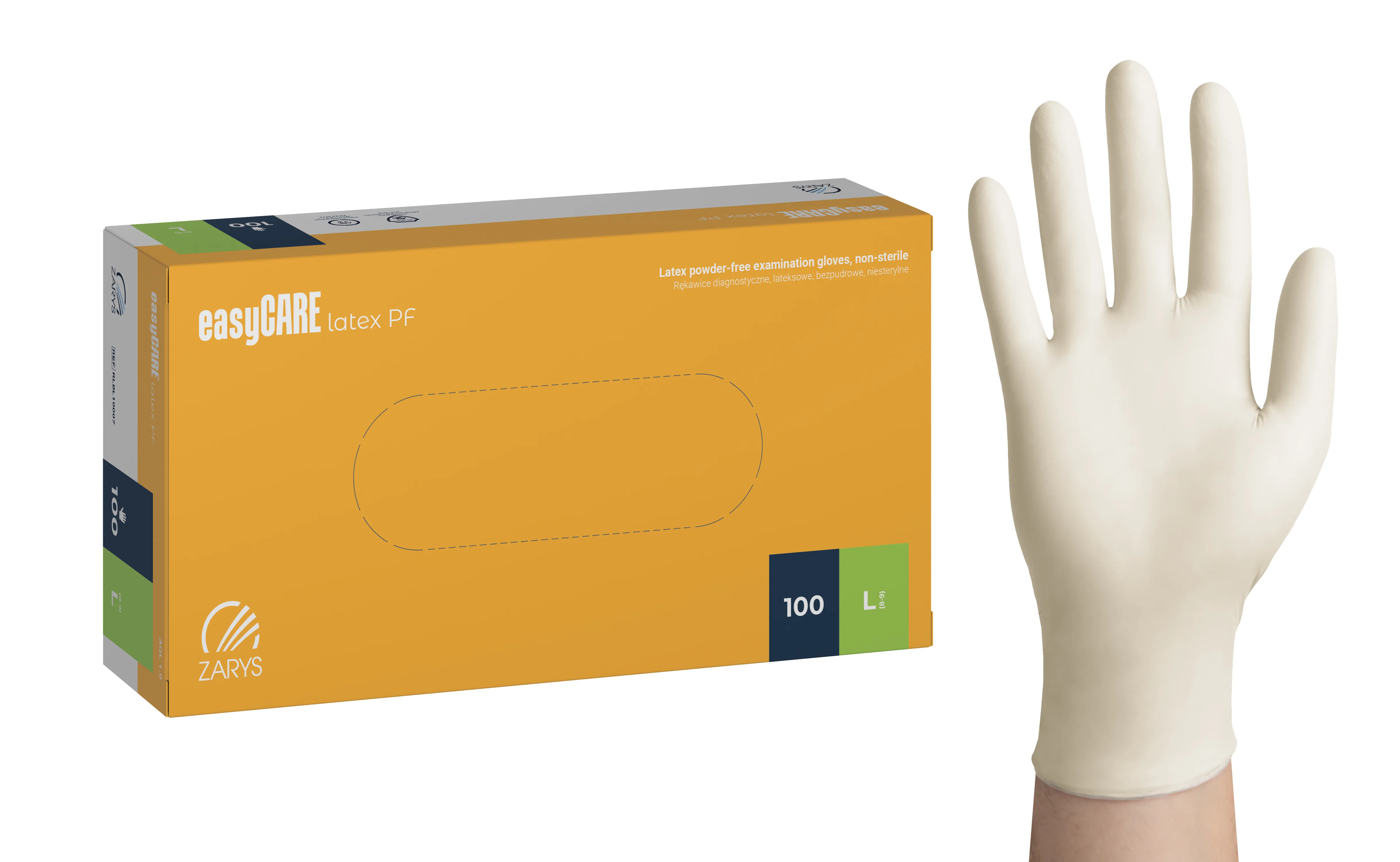easyCARE latex PF exam gloves, powder-free, non-sterile