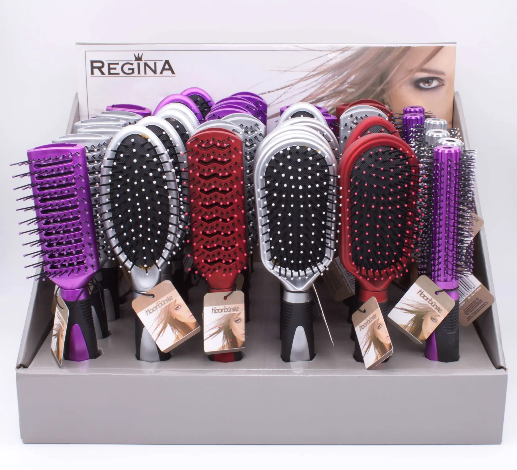 Haarbürste im Display 3 Farben 5-fach sortiert