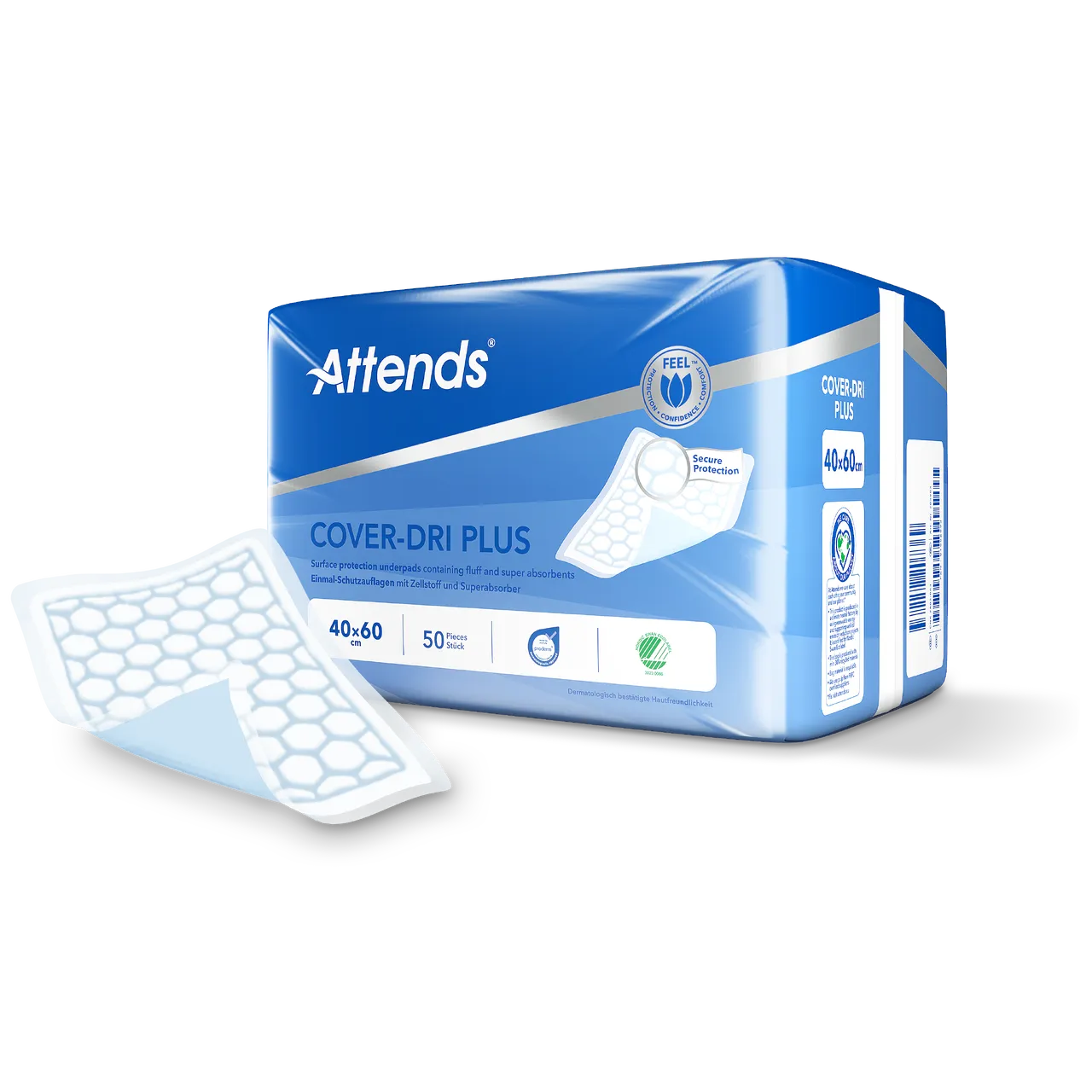 Attends Bettschutzeinlagen Cover-Dri Plus, 40x60cm,50 Stück