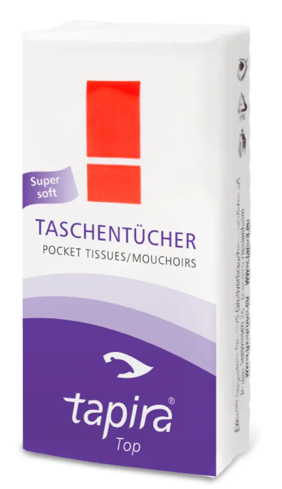 Taschentücher TAPIRA, 4-lagig, hochweiß Zellstoff, 21x21cm