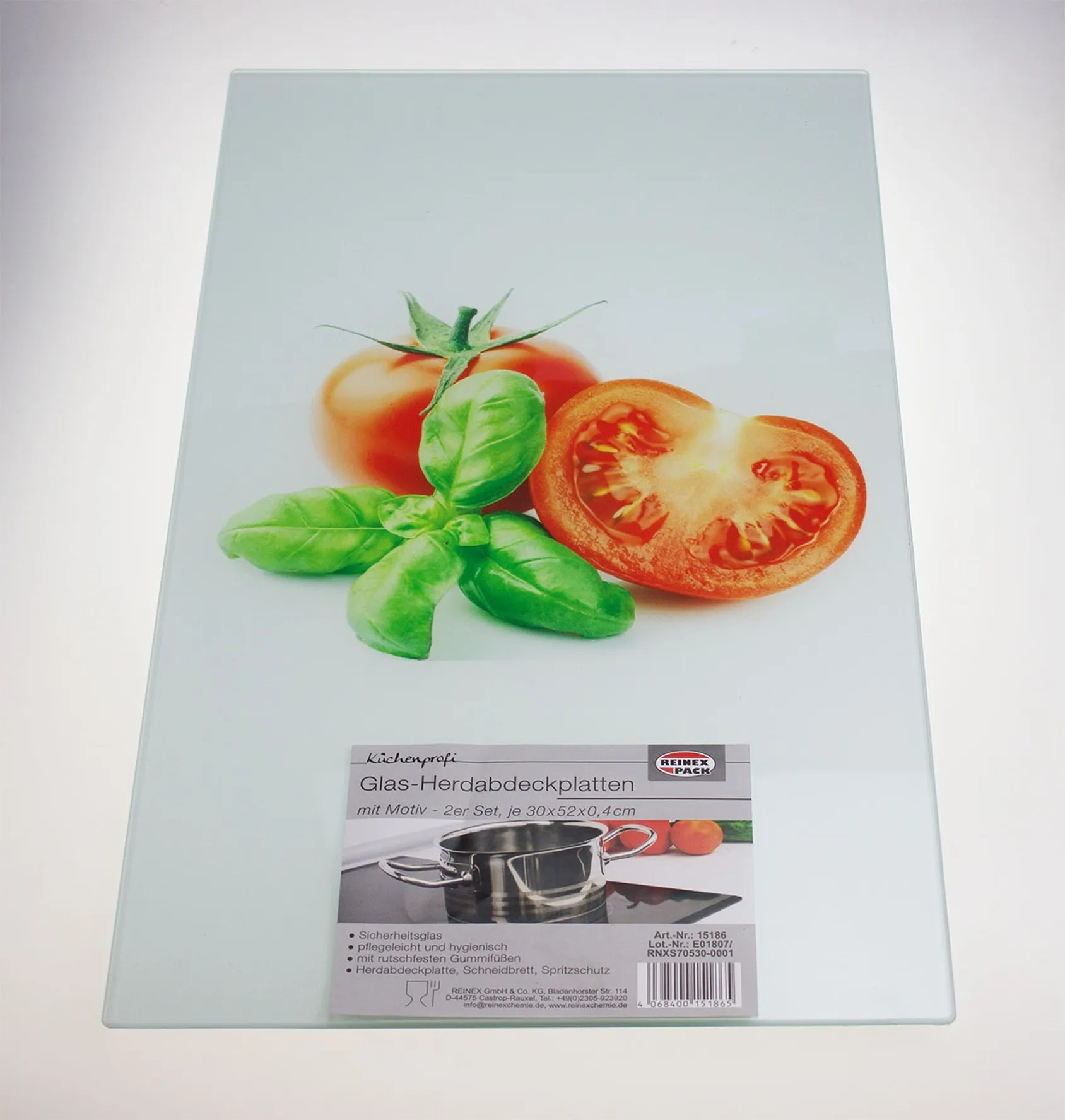 Herdabdeckung Glas, 2er, 30 x 52 x 0,4 cm