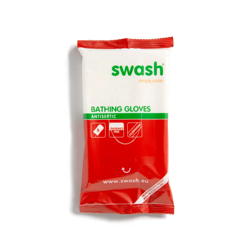 Swash® Antiseptic Bathing Gloves, parfümfrei, 8er-Packung