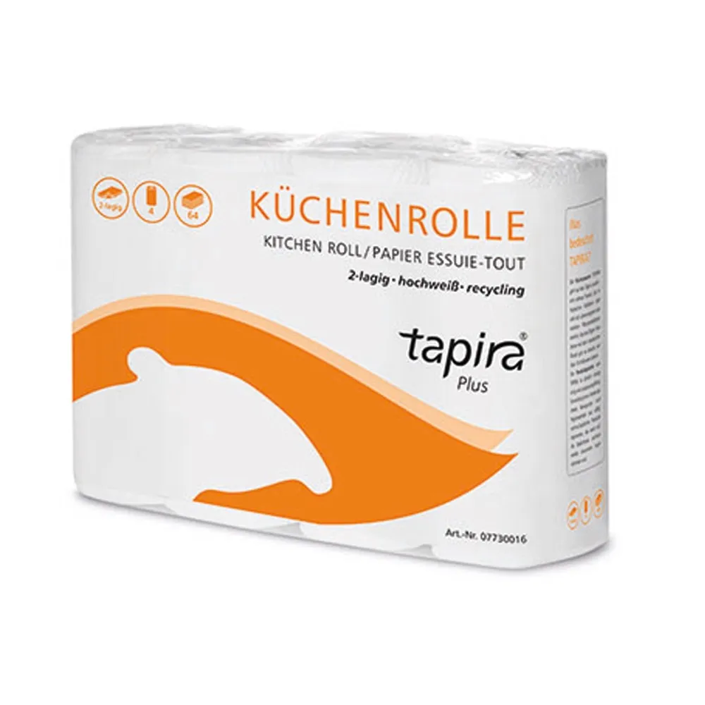 Küchenrolle 2-lagig hochweiß, TAPIRA, 64 Blatt, 4 Rollen